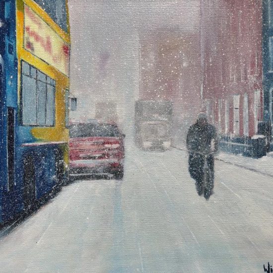 winter scene in Dublin, original Irish art by Will Collins